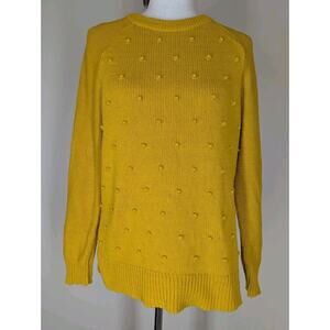OLD NAVY Womens M Sweater Hi Emotion Bobble Knit Pullover Yellow Cotton Blend